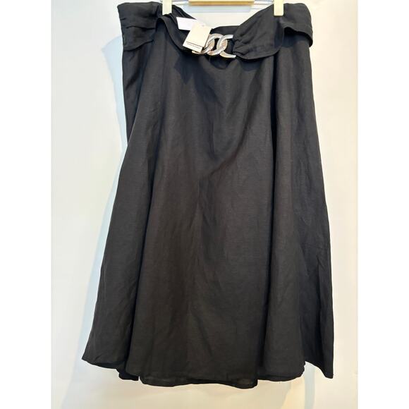 Appraisal Plus Brand Midi Skirt Plus Size 24 Linen Blend Black New - Picture 2 of 5